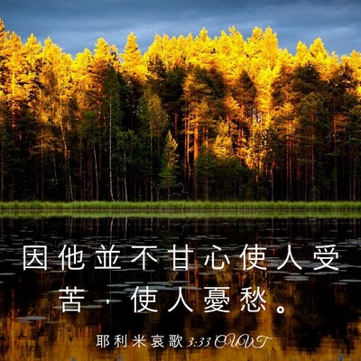 Picture 03 - 耶 利 米 哀 歌 3:33 CUVT - 因 他 並 不 甘 心 使 人 受 苦 ， 使 - Bible Verse Picture