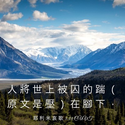 Picture 03 - 耶 利 米 哀 歌 3:34 CUVT - 人 將 世 上 被 囚 的 踹 （ 原 文 是 - Bible Verse Picture