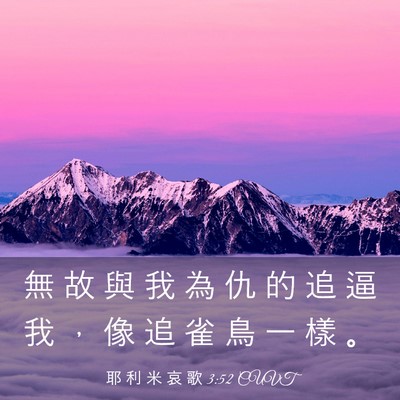 Picture 03 - 耶 利 米 哀 歌 3:52 CUVT - 無 故 與 我 為 仇 的 追 逼 我 ， 像 - Bible Verse Picture