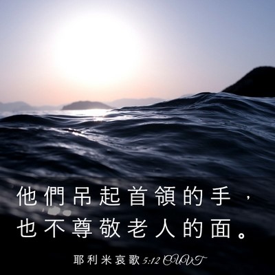 Picture 03 - 耶 利 米 哀 歌 5:12 CUVT - 他 們 吊 起 首 領 的 手 ， 也 不 尊 - Bible Verse Picture