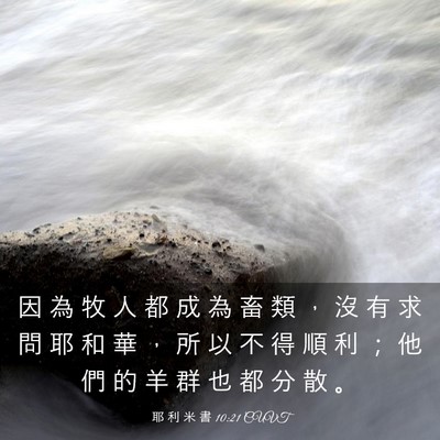 Picture 03 - 耶 利 米 書 10:21 CUVT - 因 為 牧 人 都 成 為 畜 類 ， 沒 有 - Bible Verse Picture