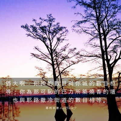 Picture 03 - 耶 利 米 書 11:13 CUVT - 猶 大 啊 ， 你 神 的 數 目 與 你 城 - Bible Verse Picture