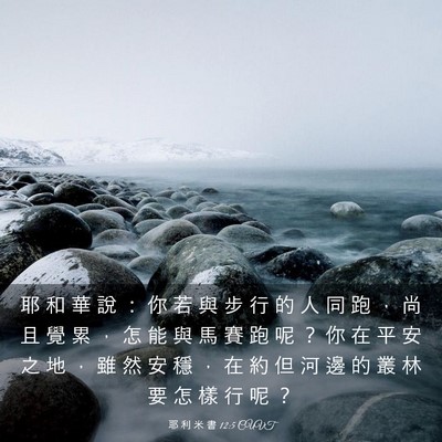 Picture 03 - 耶 利 米 書 12:5 CUVT - 耶 和 華 說 ： 你 若 與 步 行 的 人 - Bible Verse Picture