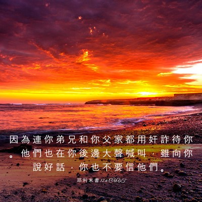 Picture 03 - 耶 利 米 書 12:6 CUVT - 因 為 連 你 弟 兄 和 你 父 家 都 用 - Bible Verse Picture