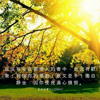 Picture 03 - 耶 利 米 書 15:17 CUVT - 我 沒 有 坐 在 宴 樂 人 的 會 中 ， - Bible Verse Picture