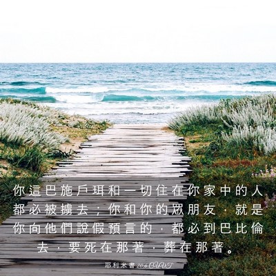Picture 03 - 耶 利 米 書 20:6 CUVT - 你 這 巴 施 戶 珥 和 一 切 住 在 你 - Bible Verse Picture