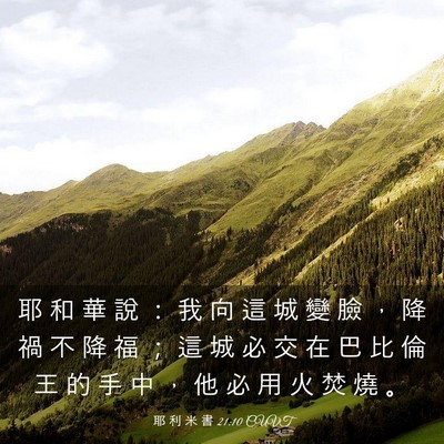 Picture 03 - 耶 利 米 書 21:10 CUVT - 耶 和 華 說 : 我 向 這 城 變 臉 , - Bible Verse Picture