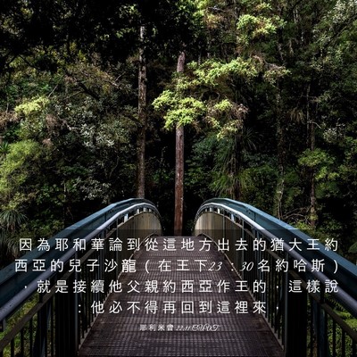 Picture 03 - 耶 利 米 書 22:11 CUVT - 因 為 耶 和 華 論 到 從 這 地 方 出 - Bible Verse Picture