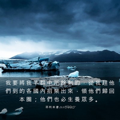 Picture 03 - 耶 利 米 書 23:3 CUVT - 我 要 將 我 羊 群 中 所 餘 剩 的 ， - Bible Verse Picture