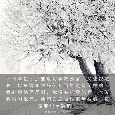 Picture 03 - 耶 利 米 書 23:32 CUVT - 耶 和 華 說 ： 那 些 以 幻 夢 為 預 - Bible Verse Picture