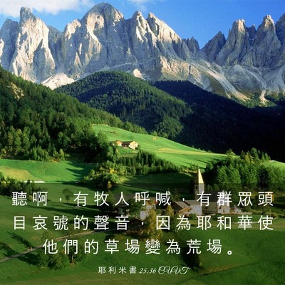 Picture 03 - 耶 利 米 書 25:36 CUVT - 聽 啊 ， 有 牧 人 呼 喊 ， 有 群 眾 - Bible Verse Picture