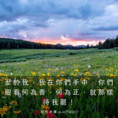 Picture 03 - 耶 利 米 書 26:14 CUVT - 至 於 我 ， 我 在 你 們 手 中 ， 你 - Bible Verse Picture