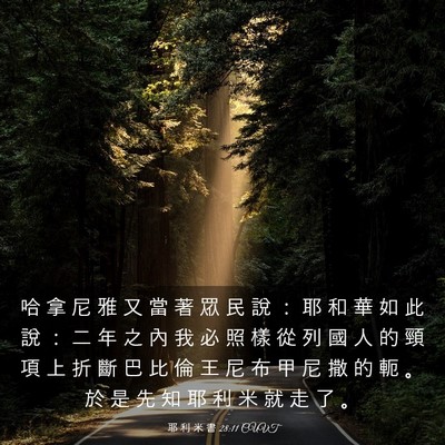 Picture 03 - 耶 利 米 書 28:11 CUVT - 哈 拿 尼 雅 又 當 著 眾 民 說 ： 耶 - Bible Verse Picture