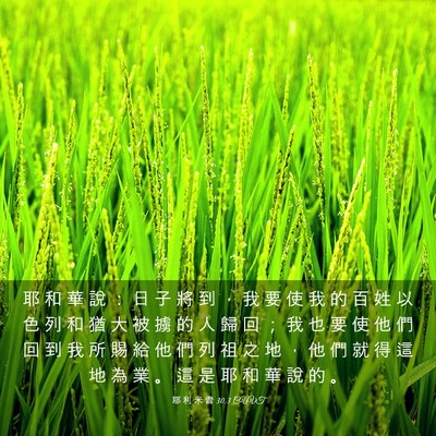 Picture 03 - 耶 利 米 書 30:3 CUVT - 耶 和 華 說 ： 日 子 將 到 ， 我 要 - Bible Verse Picture