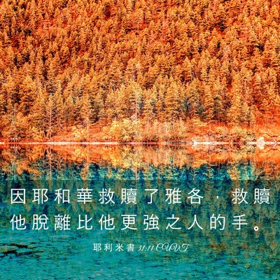 Picture 03 - 耶 利 米 書 31:11 CUVT - 因 耶 和 華 救 贖 了 雅 各 ， 救 贖 - Bible Verse Picture