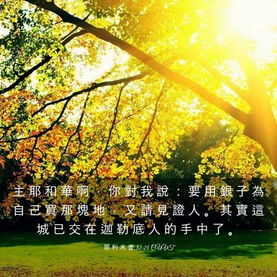 Picture 03 - 耶 利 米 書 32:25 CUVT - 主 耶 和 華 啊 ， 你 對 我 說 ： 要 - Bible Verse Picture