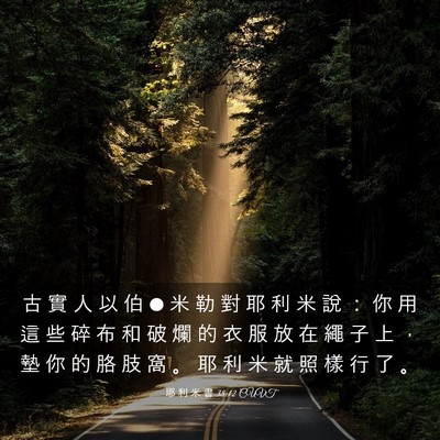 Picture 03 - 耶 利 米 書 38:12 CUVT - 古 實 人 以 伯 • 米 勒 對 耶 利 米 - Bible Verse Picture