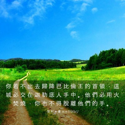 Picture 03 - 耶 利 米 書 38:18 CUVT - 你 若 不 出 去 歸 降 巴 比 倫 王 的 - Bible Verse Picture