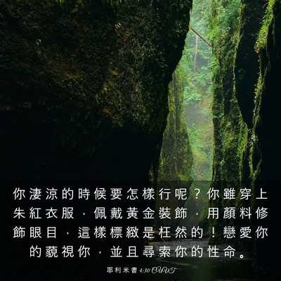 Picture 03 - 耶 利 米 書 4:30 CUVT - 你 淒 涼 的 時 候 要 怎 樣 行 呢 ？ - Bible Verse Picture