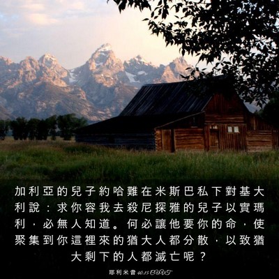 Picture 03 - 耶 利 米 書 40:15 CUVT - 加 利 亞 的 兒 子 約 哈 難 在 米 斯 - Bible Verse Picture