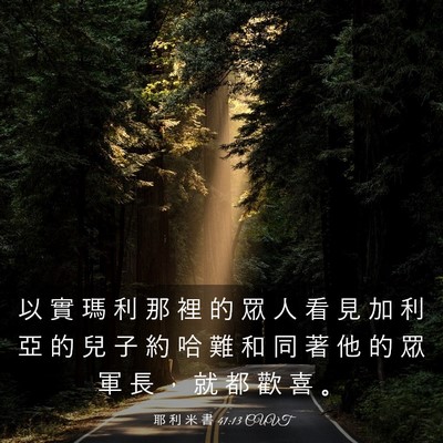 Picture 03 - 耶 利 米 書 41:13 CUVT - 以 實 瑪 利 那 裡 的 眾 人 看 見 加 - Bible Verse Picture