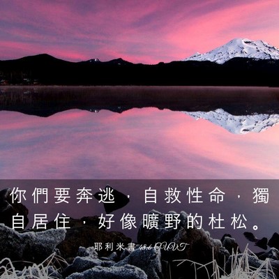 Picture 03 - 耶 利 米 書 48:6 CUVT - 你 們 要 奔 逃 ， 自 救 性 命 ， 獨 - Bible Verse Picture
