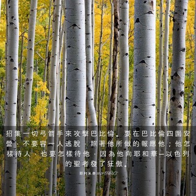 Picture 03 - 耶 利 米 書 50:29 CUVT - 招 集 一 切 弓 箭 手 來 攻 擊 巴 比 - Bible Verse Picture