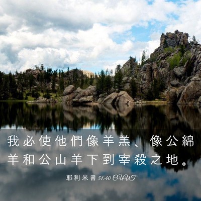 Picture 03 - 耶 利 米 書 51:40 CUVT - 我 必 使 他 們 像 羊 羔 、 像 公 綿 - Bible Verse Picture