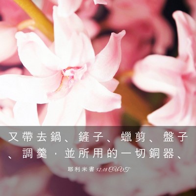 Picture 03 - 耶 利 米 書 52:18 CUVT - 又 帶 去 鍋 、 鏟 子 、 蠟 剪 、 盤 - Bible Verse Picture