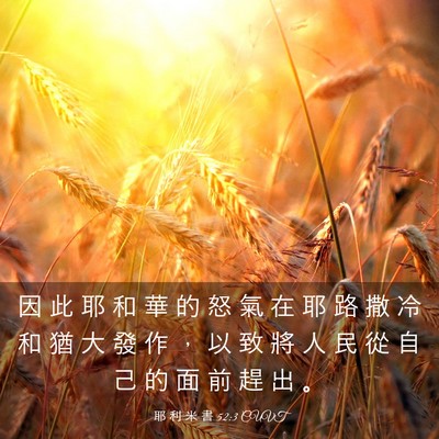 Picture 03 - 耶 利 米 書 52:3 CUVT - 因 此 耶 和 華 的 怒 氣 在 耶 路 撒 - Bible Verse Picture