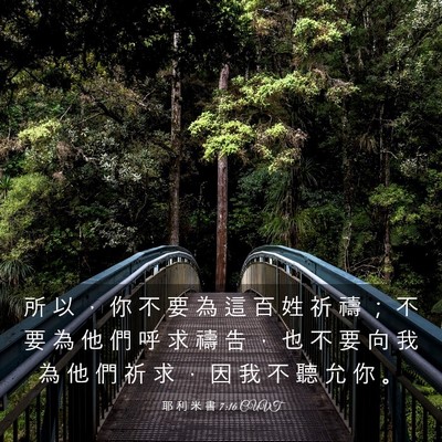 Picture 03 - 耶 利 米 書 7:16 CUVT - 所 以 ， 你 不 要 為 這 百 姓 祈 禱 - Bible Verse Picture