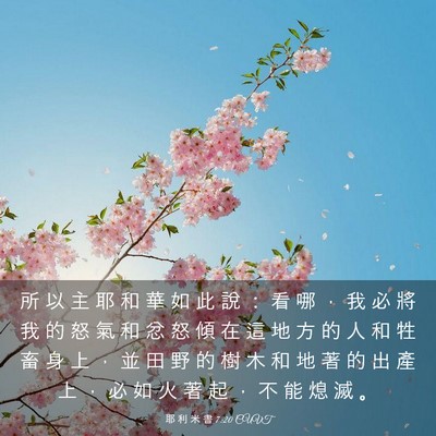 Picture 03 - 耶 利 米 書 7:20 CUVT - 所 以 主 耶 和 華 如 此 說 ： 看 哪 - Bible Verse Picture