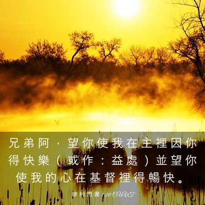 Picture 03 - 腓 利 門 書 1:20 CUVT - 兄 弟 阿 ， 望 你 使 我 在 主 裡 因 - Bible Verse Picture