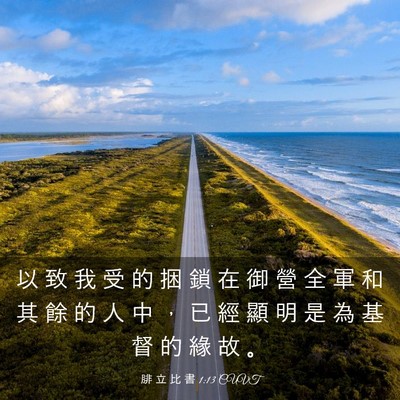 Picture 03 - 腓 立 比 書 1:13 CUVT - 以 致 我 受 的 捆 鎖 在 御 營 全 軍 - Bible Verse Picture