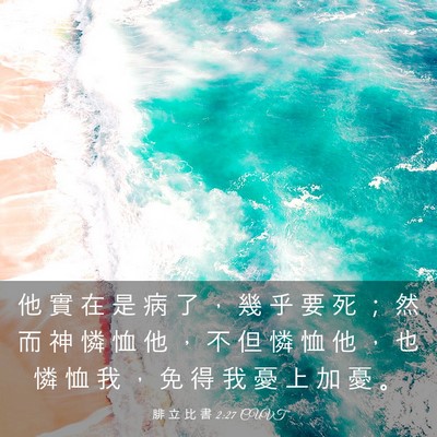 Picture 03 - 腓 立 比 書 2:27 CUVT - 他 實 在 是 病 了 ， 幾 乎 要 死 ； - Bible Verse Picture