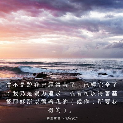 Picture 03 - 腓 立 比 書 3:12 CUVT - 這 不 是 說 我 已 經 得 著 了 ， 已 - Bible Verse Picture