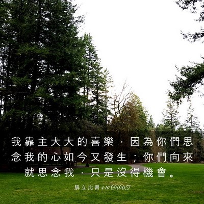 Picture 03 - 腓 立 比 書 4:10 CUVT - 我 靠 主 大 大 的 喜 樂 ， 因 為 你 - Bible Verse Picture