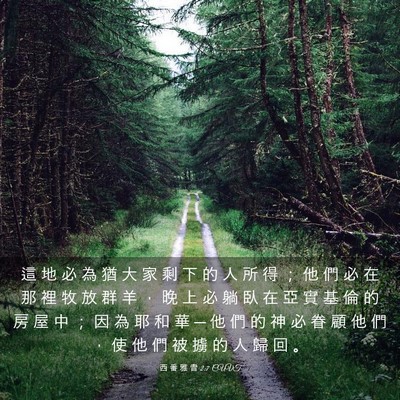 Picture 03 - 西 番 雅 書 2:7 CUVT - 這 地 必 為 猶 大 家 剩 下 的 人 所 - Bible Verse Picture