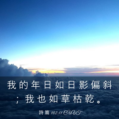 Picture 03 - 詩 篇 102:11 CUVT - 我 的 年 日 如 日 影 偏 斜 ； 我 也 - Bible Verse Picture