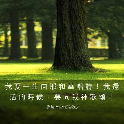 Picture 03 - 詩 篇 104:33 CUVT - 我 要 一 生 向 耶 和 華 唱 詩 ！ 我 - Bible Verse Picture