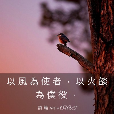 Picture 03 - 詩 篇 104:4 CUVT - 以 風 為 使 者 ， 以 火 燄 為 僕 役 - Bible Verse Picture