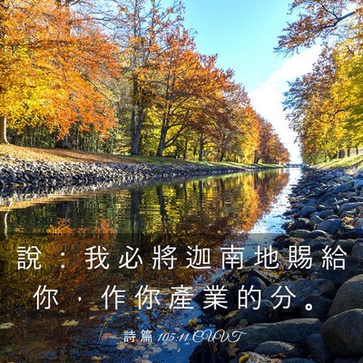 Picture 03 - 詩 篇 105:11 CUVT - 說 ： 我 必 將 迦 南 地 賜 給 你 ， - Bible Verse Picture