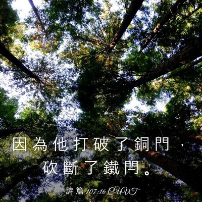 Picture 03 - 詩 篇 107:16 CUVT - 因 為 他 打 破 了 銅 門 ， 砍 斷 了 - Bible Verse Picture