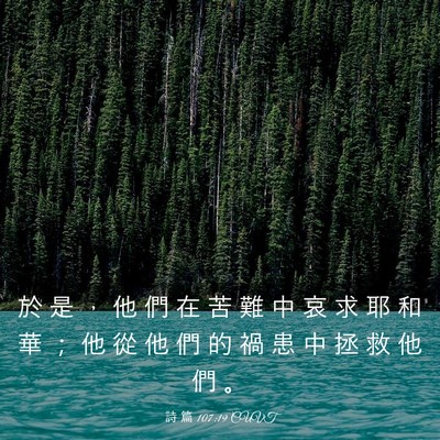 Picture 03 - 詩 篇 107:19 CUVT - 於 是 ， 他 們 在 苦 難 中 哀 求 耶 - Bible Verse Picture