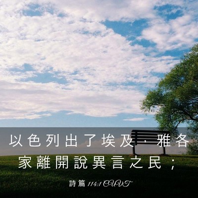 Picture 03 - 詩 篇 114:1 CUVT - 以 色 列 出 了 埃 及 ， 雅 各 家 離 - Bible Verse Picture
