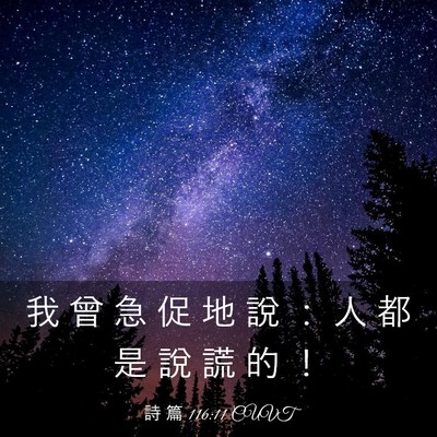 Picture 03 - 詩 篇 116:11 CUVT - 我 曾 急 促 地 說 ： 人 都 是 說 謊 - Bible Verse Picture