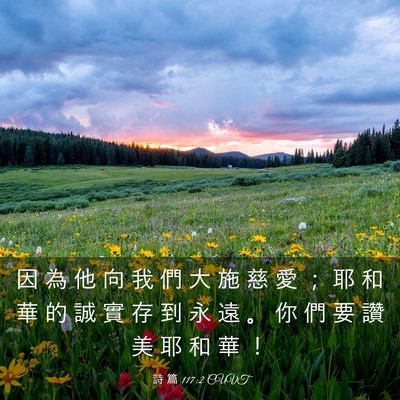 Picture 03 - 詩 篇 117:2 CUVT - 因 為 他 向 我 們 大 施 慈 愛 ； 耶 - Bible Verse Picture
