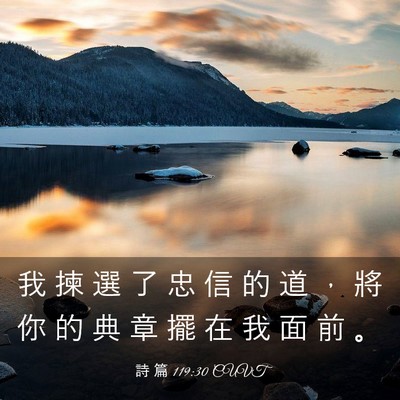 Picture 03 - 詩 篇 119:30 CUVT - 我 揀 選 了 忠 信 的 道 ， 將 你 的 - Bible Verse Picture