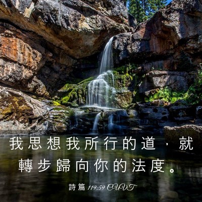 Picture 03 - 詩 篇 119:59 CUVT - 我 思 想 我 所 行 的 道 ， 就 轉 步 - Bible Verse Picture