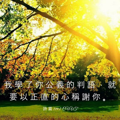 Picture 03 - 詩 篇 119:7 CUVT - 我 學 了 你 公 義 的 判 語 ， 就 要 - Bible Verse Picture